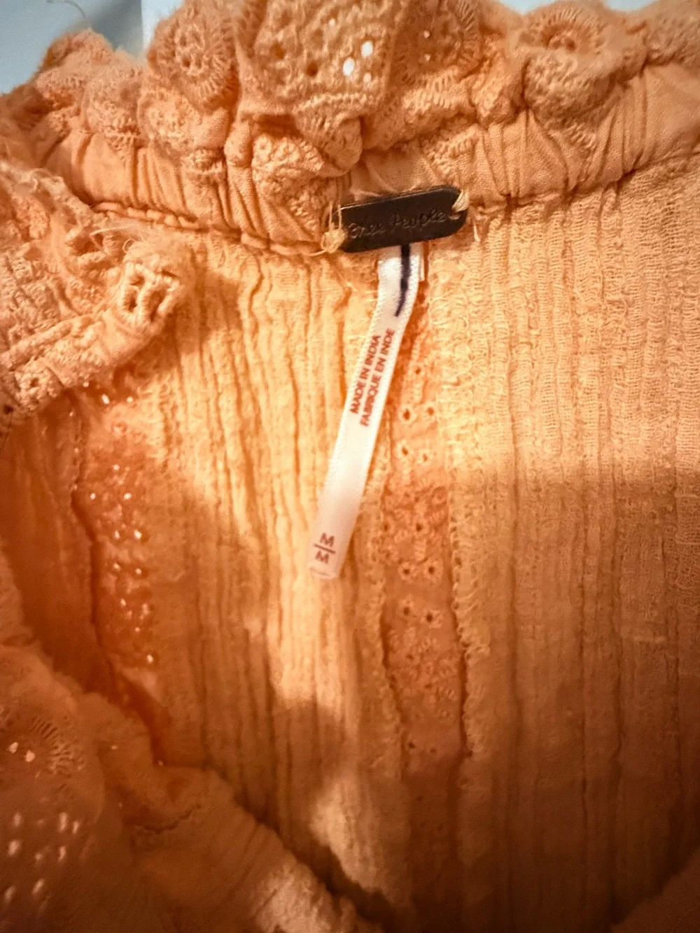 Free People Orange Ruffled Tie-Hem Cami
